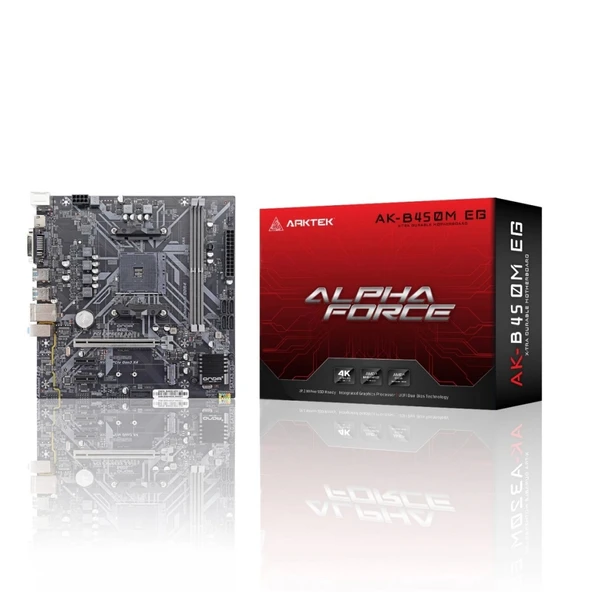 ARKTEK ALPHA FORCE, AK-B450M EG, 2xDDR4, M.2, D-SUB, DVI, HDMI, AM4 Soket Anakart - 1