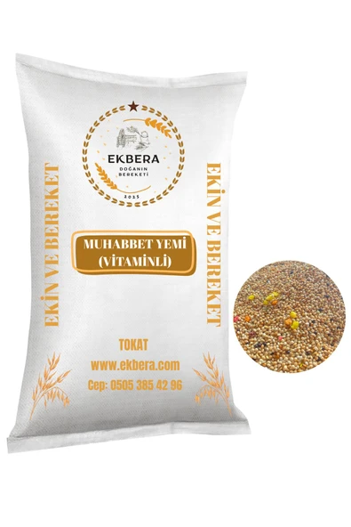 EKBERA Karışık Muhabbet Yemi - Vitaminli & Renkli - 1 Kg - Yeni Mahsül - 1