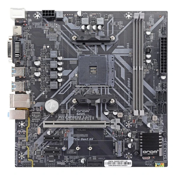 ARKTEK ALPHA FORCE, AK-B450M EG, 2xDDR4, M.2, D-SUB, DVI, HDMI, AM4 Soket Anakart - 3
