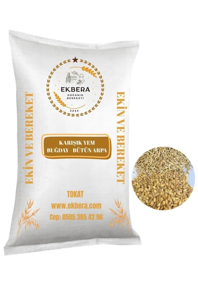 EKBERA - Buğday ve Bütün Arpa Karışık Yem (Tavuk, Kaz, Ördek, Güvercin vb.) - 25 Kg ürün görseli