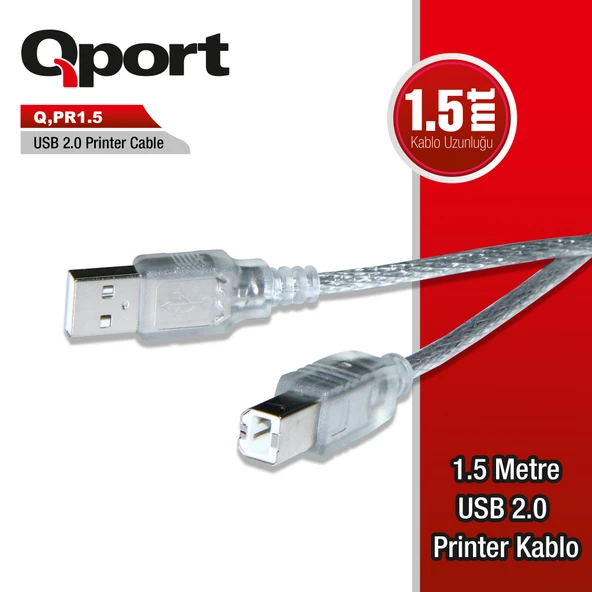 QPORT Q-PR1.5 USB 2.0 1.5 METRE YAZICI KABLO - Resim 2