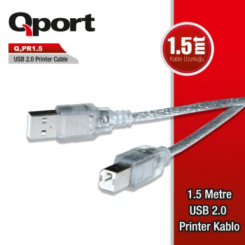 QPORT Q-PR1.5 USB 2.0 1.5 METRE YAZICI KABLO ürün görseli