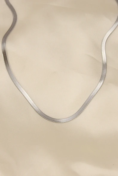 316L Çelik Silver Renk 45 cm İtalyan Zincir Model Kadın Kolye - Resim 2