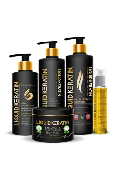 Kabaran Kuru Mat Sert Saçlar Için Keratin Bakım Seti (5'Lİ) - 1