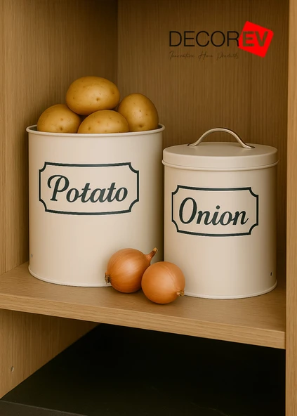 Metal Patates Soğan Kovası  DC-6754 Beyaz  Sebzelik ürün görseli