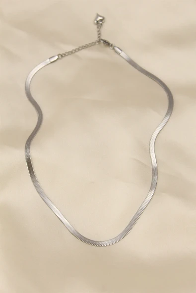 316L Çelik Silver Renk 45 cm İtalyan Zincir Model Kadın Kolye ürün görseli 1