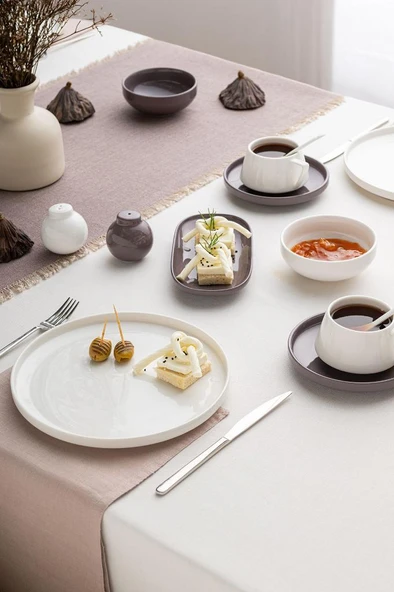 Beyaz - Gri Parla 32 Parça 6 Kişilik Kahvaltı Takımı - 12