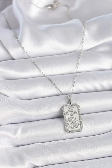 316L Çelik Gümüş Renk Zincir Yengeç Burcu Zirkon Taşlı Kadın Kolye - Resim 2