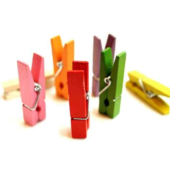 Renkli Mini Ahşap Mandal - 7