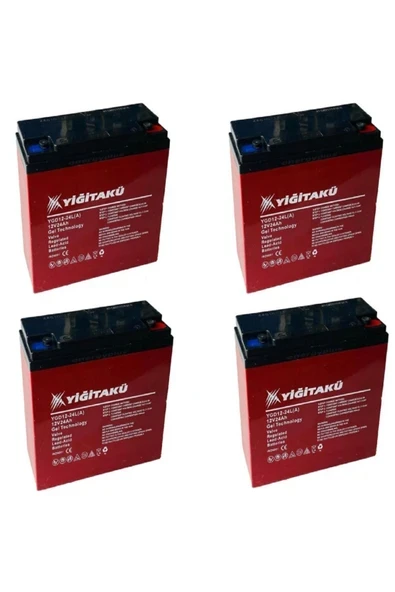 Yiğit Akü 12 V 24 Ah Jel Elektrikli Bisiklet Aküsü 4 Lü Set 2025Yeni Üretim 1 Yıl Garantili
