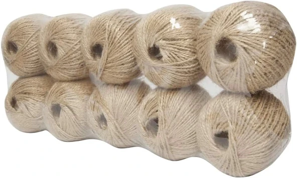 Jütburada Bej Jüt İplik 100 Metre 10 Adet Hasır İp Kırnap İp Doğal İp Çuval İp - 3