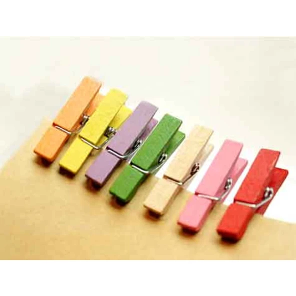 Renkli Mini Ahşap Mandal - 6