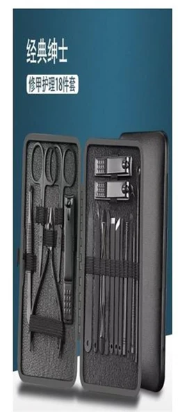 Sunup SN-27099 Siyah Paslanmaz Çelik 18İn1 Profesyonel Manikür Tırnak Bakım Seti