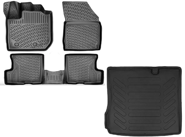 Rizline Dacia Duster 4x2 2023 Sonrası Uyumlu 3D Havuzlu Paspas + Bagaj Havuzu Set