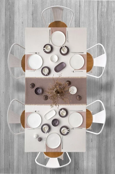 Beyaz - Gri Parla 32 Parça 6 Kişilik Kahvaltı Takımı - 4