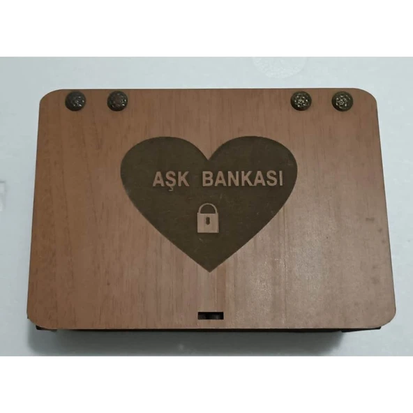 Aşk Bankası Ahşap Hediye Kutusu Sevgiliye Hediye - 1