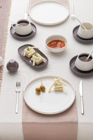 Beyaz - Gri Parla 32 Parça 6 Kişilik Kahvaltı Takımı - 8