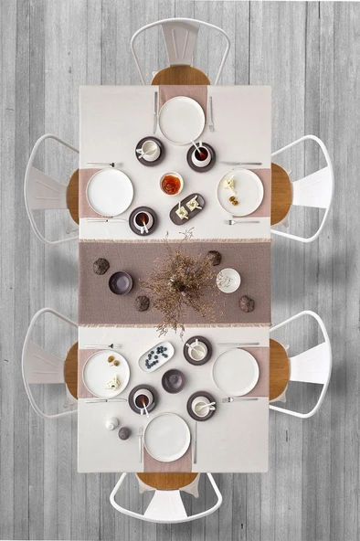 Beyaz - Gri Parla 32 Parça 6 Kişilik Kahvaltı Takımı - 3