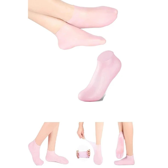 1 çift silikon jel topuk nemlendirici çorap ayak bakımı çatlama koruyucu krem çorabı - 2
