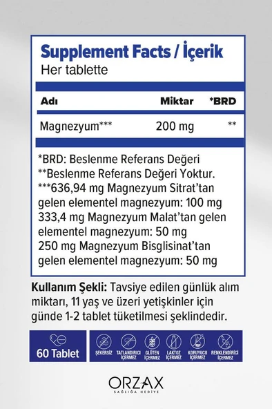 OCEAN Extramag 200 Mg Magnezyum Içeren Takviye Edici Gıda 60 Tablet - 2