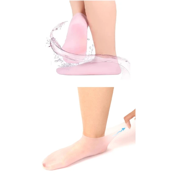1 çift silikon jel topuk nemlendirici çorap ayak bakımı çatlama koruyucu krem çorabı - 9