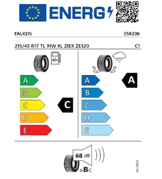 Falken 215/45 R17 TL 91W XL ZIEX ZE320 Yaz Lastiği (Üretim Tarihi:2025) - Resim 2