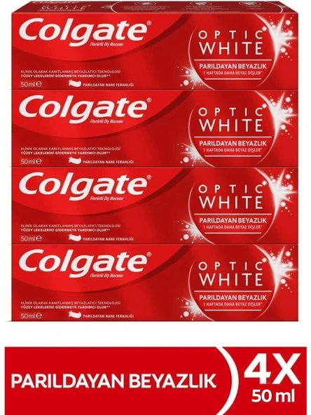 Colgate Optic White Parıldayan Beyazlık Diş Macunu 4 x 50 ml