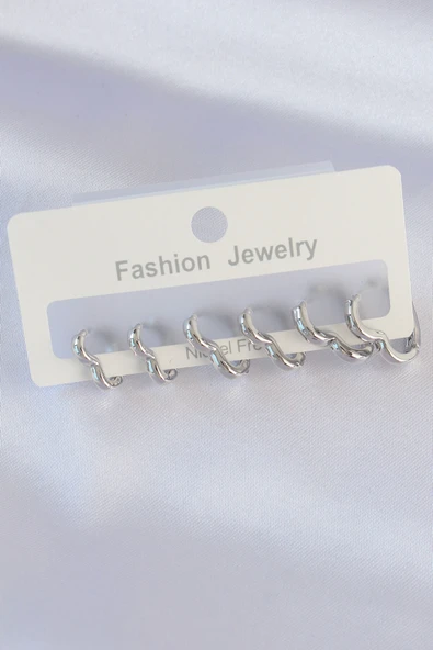 Pirinç Gümüş Renk Kalp Model Küpe Seti ürün görseli 1