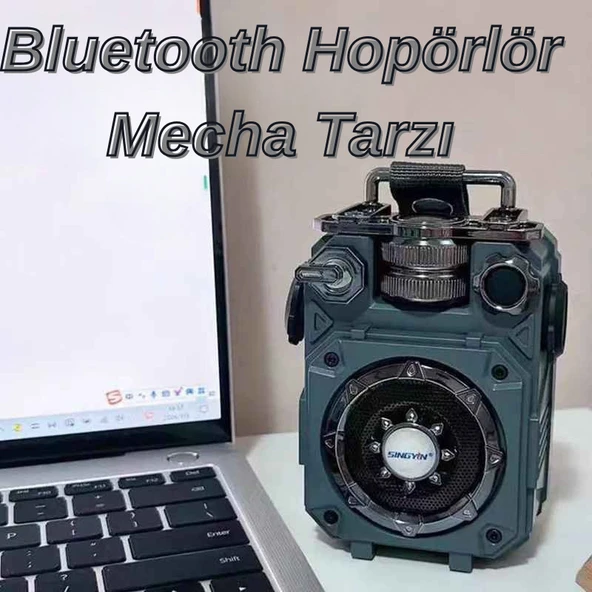 Mecha Tarzı Bluetooth Hoparlör Taşınabilir Subwoofer Mini Kablosuz Şarjlı Bas Müzik Çalar Ses Kutusu - 3