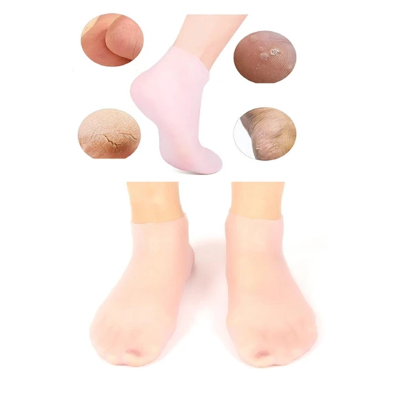 1 çift silikon jel topuk nemlendirici çorap ayak bakımı çatlama koruyucu krem çorabı - 8