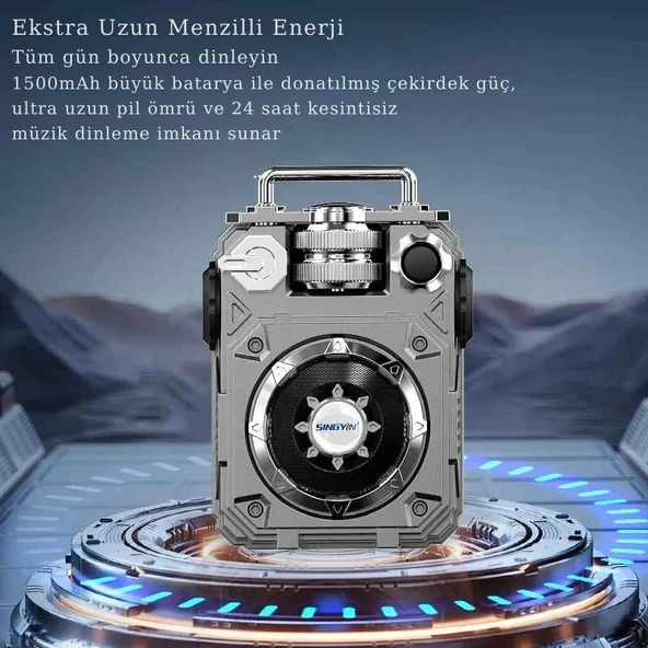 Mecha Tarzı Bluetooth Hoparlör Taşınabilir Subwoofer Mini Kablosuz Şarjlı Bas Müzik Çalar Ses Kutusu - 2