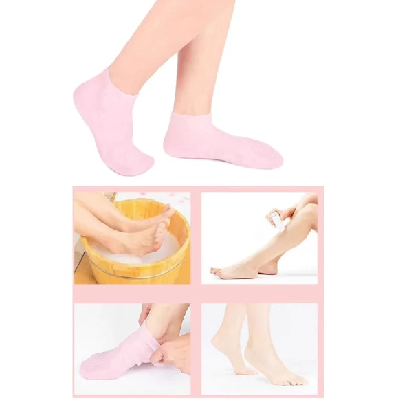1 çift silikon jel topuk nemlendirici çorap ayak bakımı çatlama koruyucu krem çorabı - 5