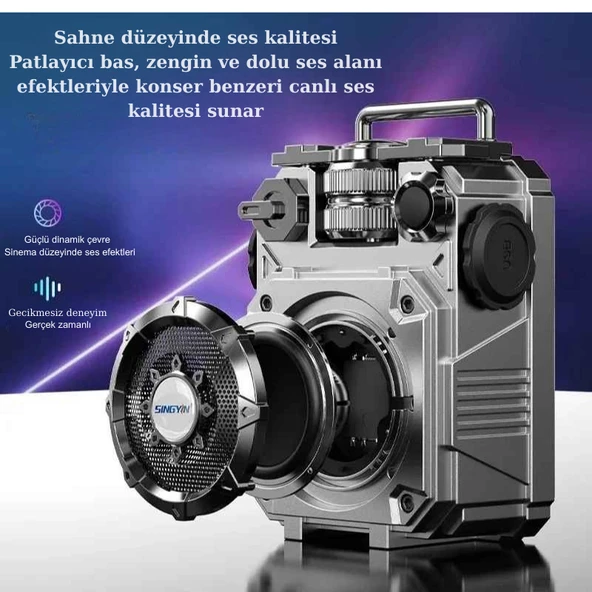 Mecha Tarzı Bluetooth Hoparlör Taşınabilir Subwoofer Mini Kablosuz Şarjlı Bas Müzik Çalar Ses Kutusu - 6