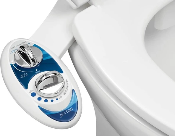 LUXE Bidet NEO 120 - Kendi Kendini Temizleyen Başlık, Tatlı Su Elektrikli Olmayan Bide Eklentisi, Klozet Kapağı için, Ayarlanabilir Su Basıncı, Arka Yıkama Teşhir