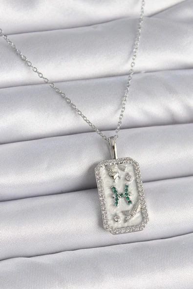 316L Çelik Gümüş Renk Zincir Balık Burcu Zirkon Taşlı Kadın Kolye ürün görseli 1