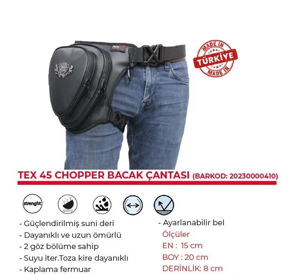 Forte Gt TEX 45 Chopper Bacak Çantası Suni Deri Çanta Motosiklet Bacak Ve Bel Çantası - Resim 5