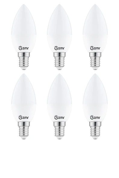 ZMR 120/B.30 6’lı 7W Buji LED Ampul 3000K Günışığı E14 Duy Enerji Tasarruflu ve Uzun Ömürlü Aydınlatma