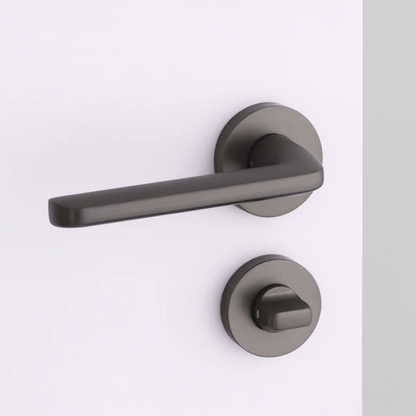 Mat Titan Wc Banyo Tipi Kapı Kolu Rozetli Sağ Sol Uygun Modern İç Kapı Kilitli 1 Takım ürün görseli 1