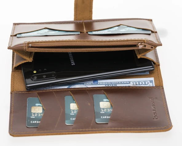 Koala 6.5 inch Uyumlu Deri Kartlıklı Kılıf G2 Kahve - 2