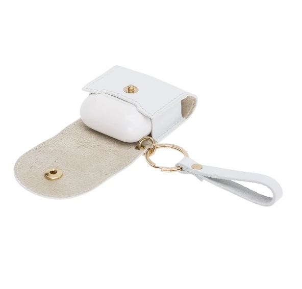 Apple AirPods 2.nesil Uyumlu Deri Kılıf Mai Snap F3 Beyaz - 2