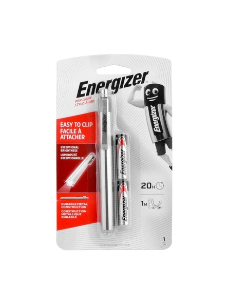 Energizer Metal Pen lite Kalem Tipi Led Fener 2xAAA Pil Doktor Feneri