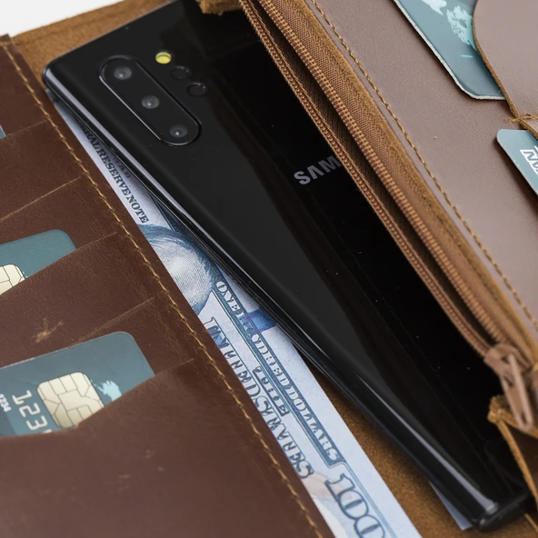 Koala 6.5 inch Uyumlu Deri Kartlıklı Kılıf G2 Kahve - 3