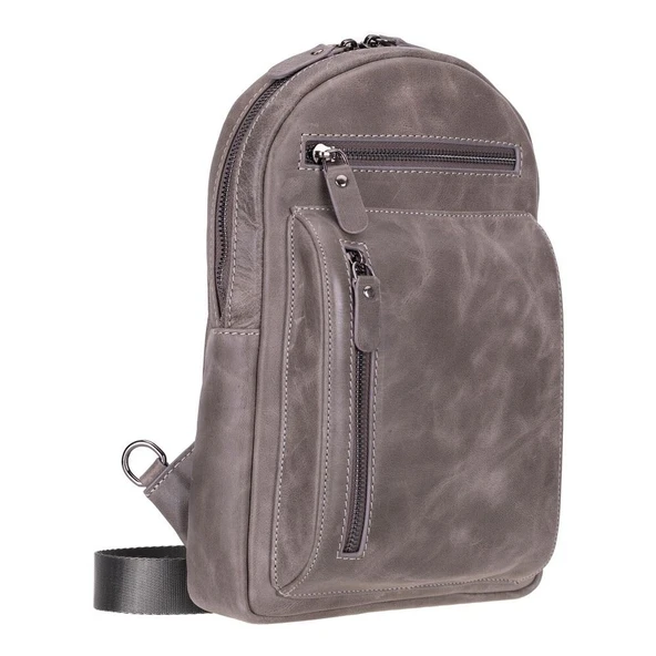 Blake Gerçek Deri Çapraz Çanta Antik Efektli Gri - 2