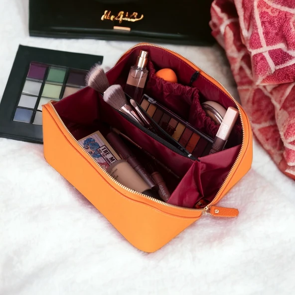 Ella Kadın Seyahat Kozmetik Bakım Makyaj Çantası Organizer Orange - 3