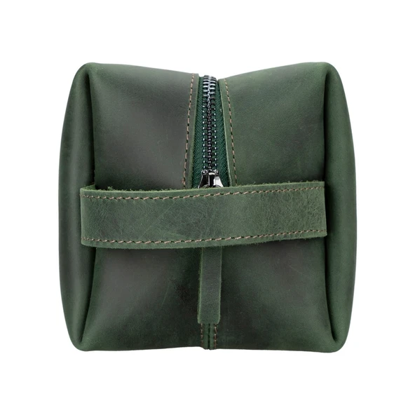 Deri Bakım Ve Seyahat Çantası, L Beden, Antik Koyu Yeşil - 4