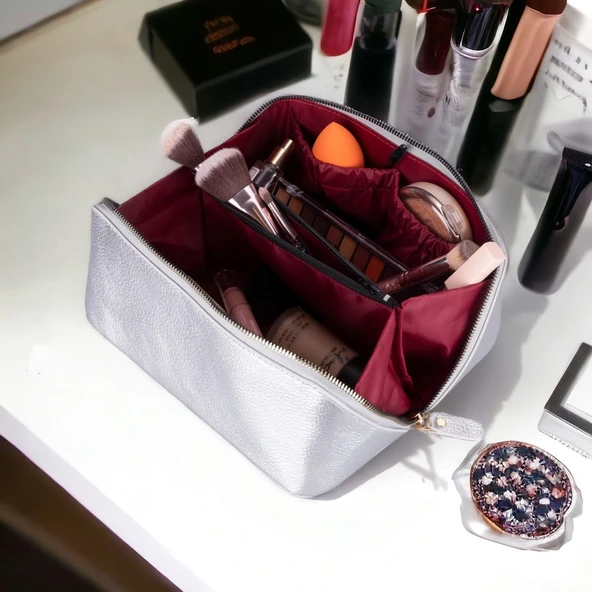Ella Kadın Seyahat Kozmetik Bakım Makyaj Çantası Organizer Silver - 3