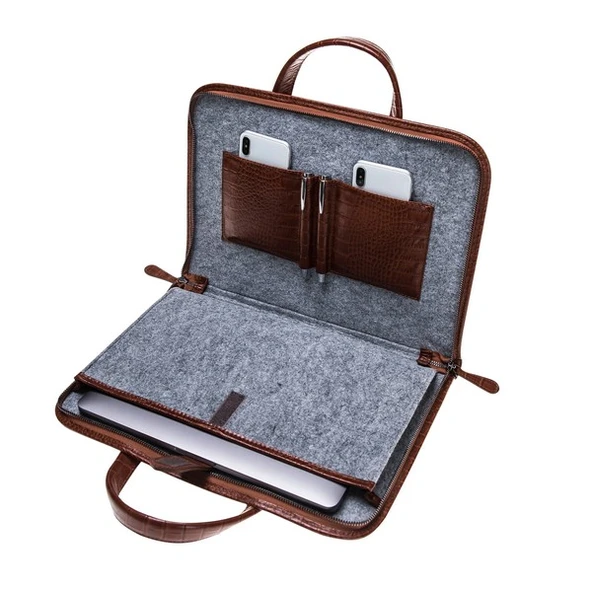 Barchello Pergamon Deri Laptop Çantası FL Kahverengi - 2