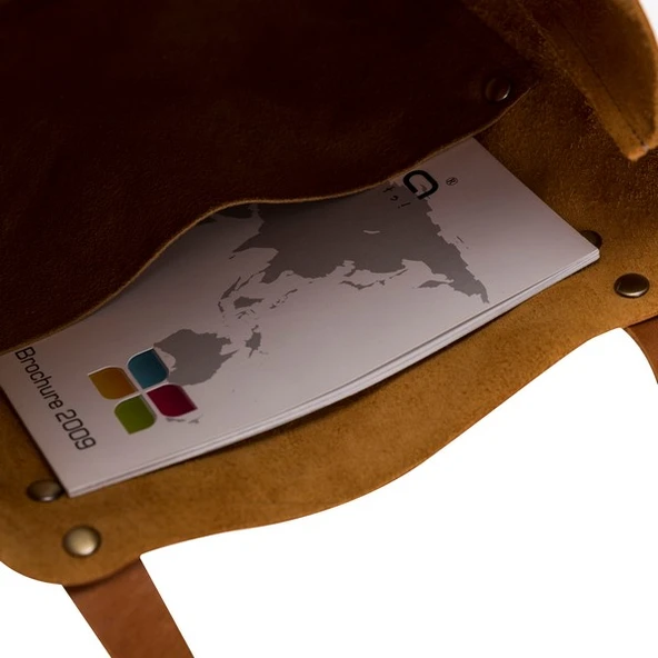 Moon Deri Kadın Çantası Orta Boy G19 Taba - 4