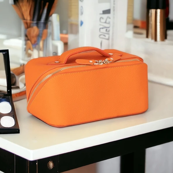 Ella Kadın Seyahat Kozmetik Bakım Makyaj Çantası Organizer Orange - 2