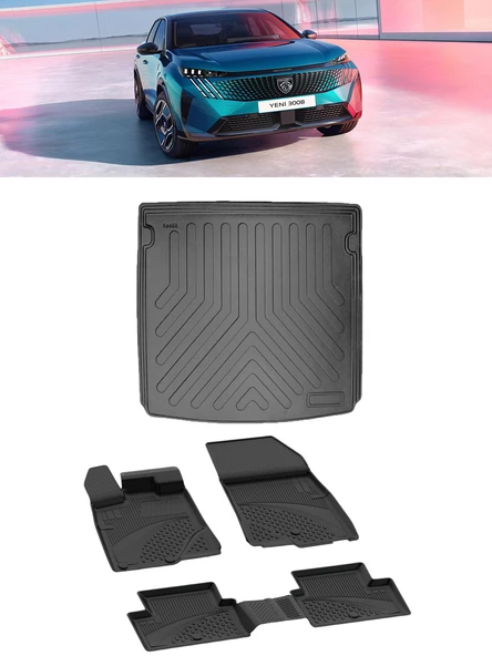 Sahler Peugeot 3008 Elektrikli 2024 ve Sonrası 4.5D Paspas 3D Rizline ÜST Bagaj Havuzu ürün görseli